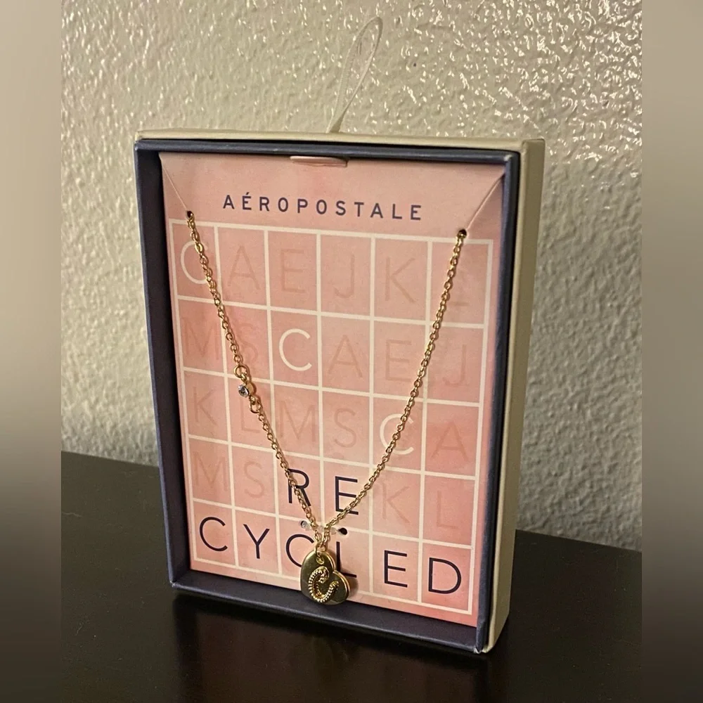 Aeropostale Gold Plated Monogram C Necklace Pendant NWT Gift for Her